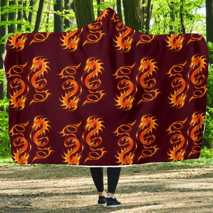 Dragons Fire Design Hooded Blanket-JTAMIGO.COM