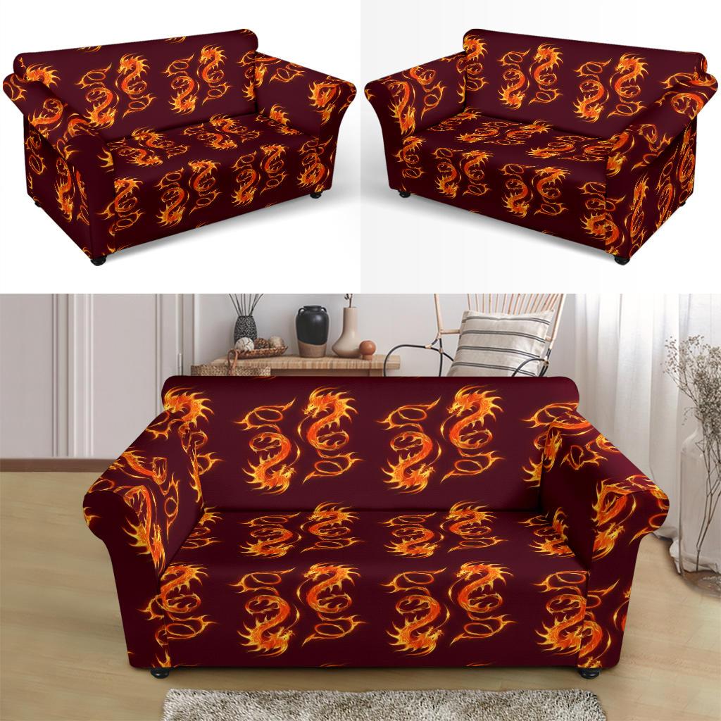 Dragons Fire Design Loveseat Slipcover-JTAMIGO.COM