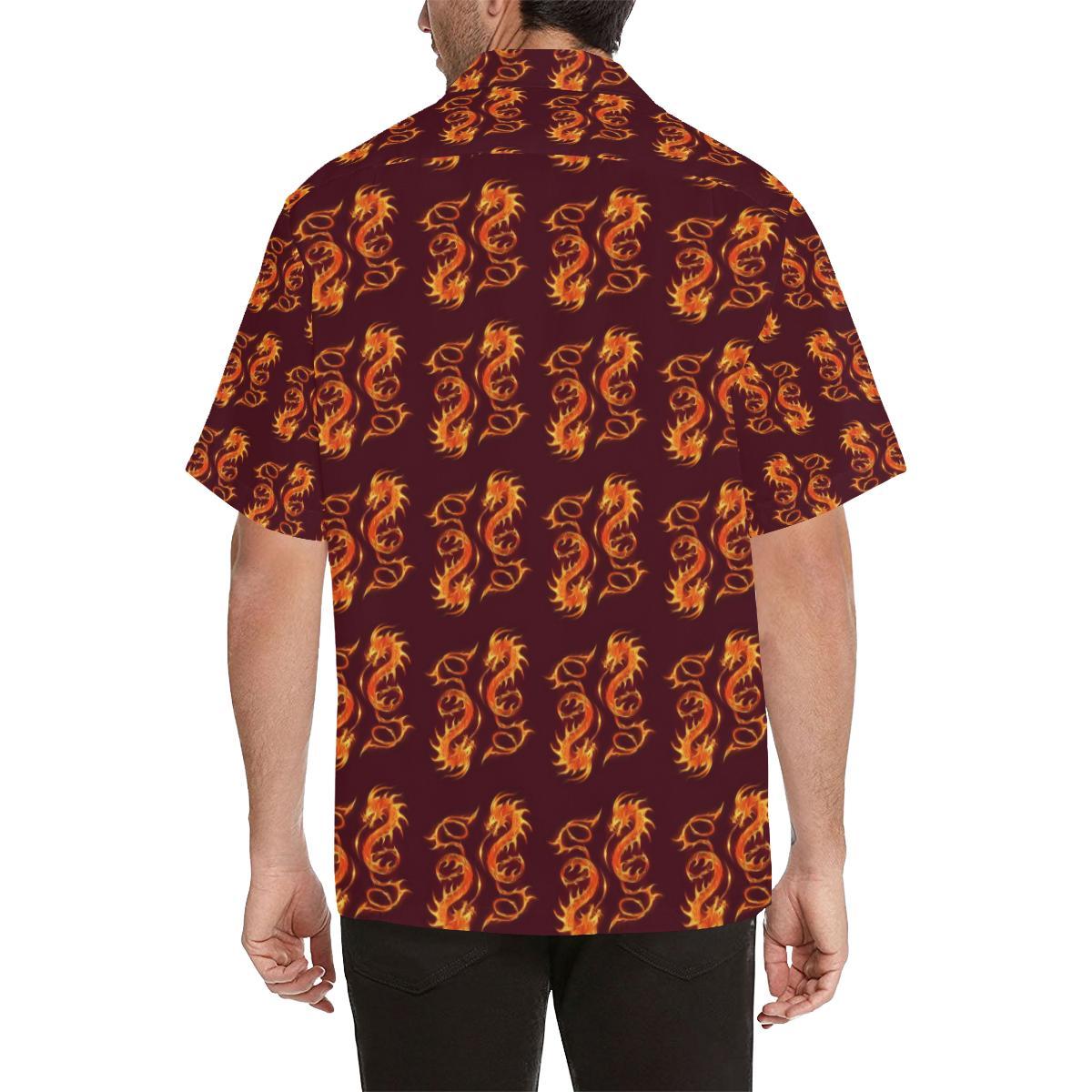 Dragons Fire Design Men Aloha Hawaiian Shirt
