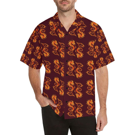 Dragons Fire Design Men Aloha Hawaiian Shirt