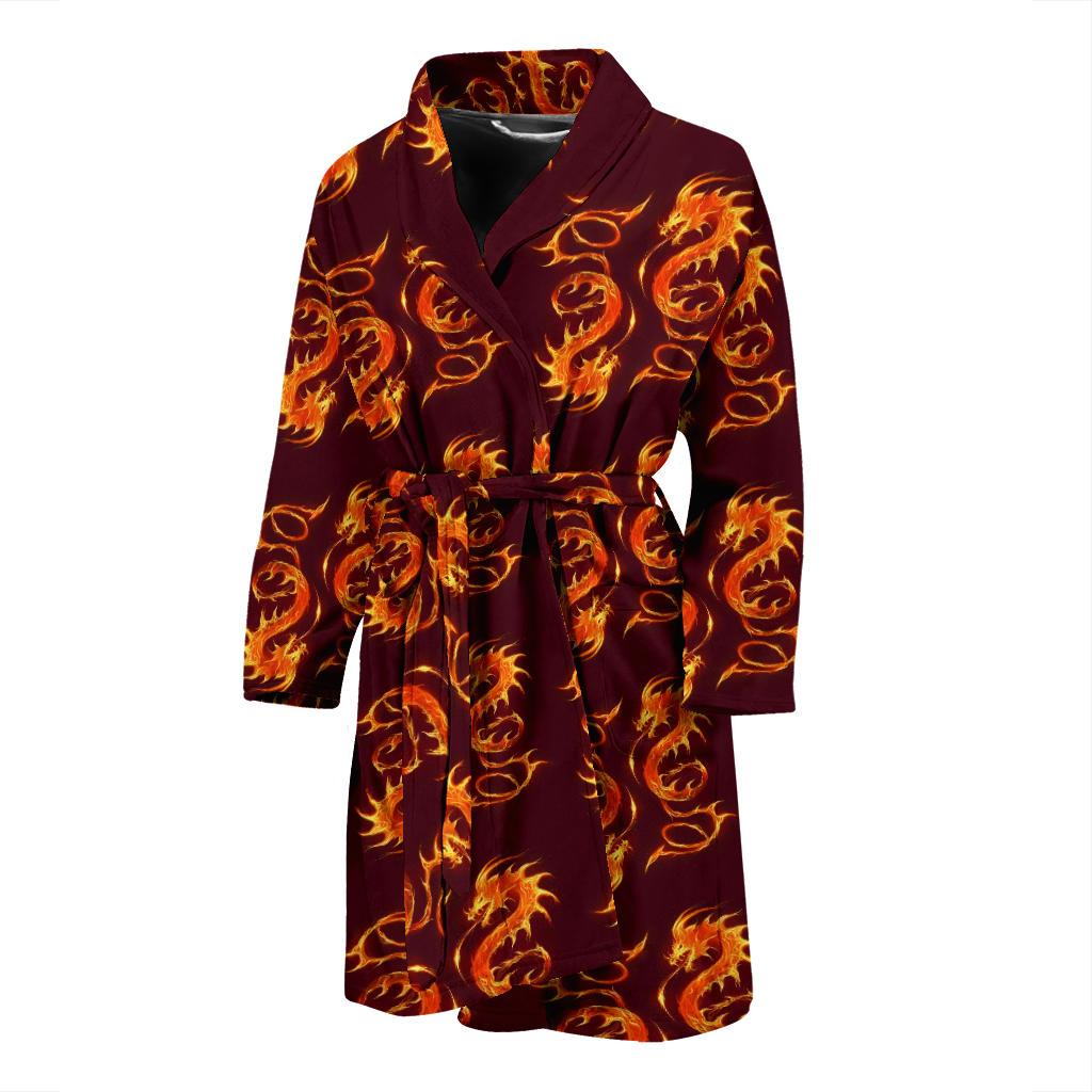 Dragons Fire Design Men Bath Robe-JTAMIGO.COM