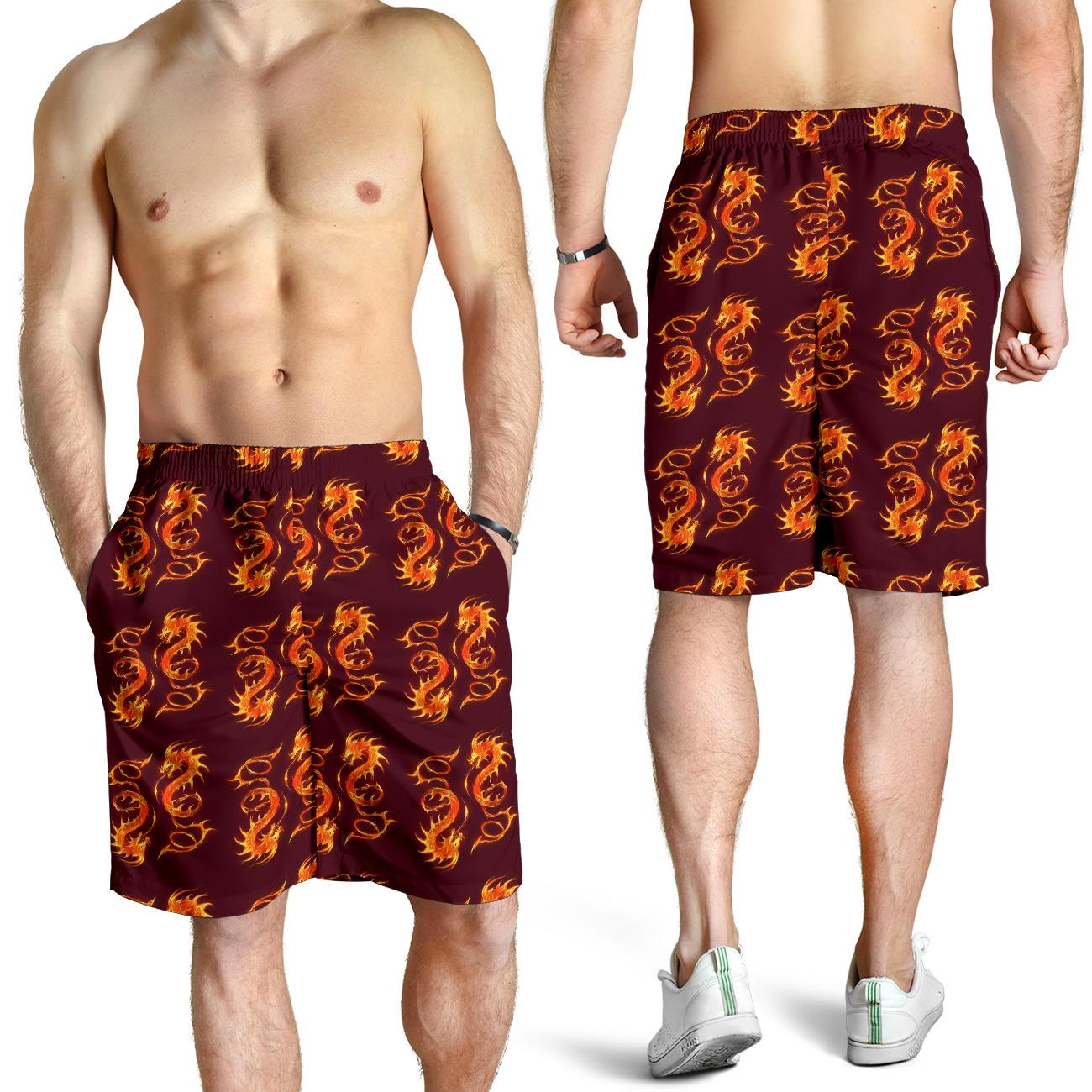 Dragons Fire Design Mens Shorts-JTAMIGO.COM