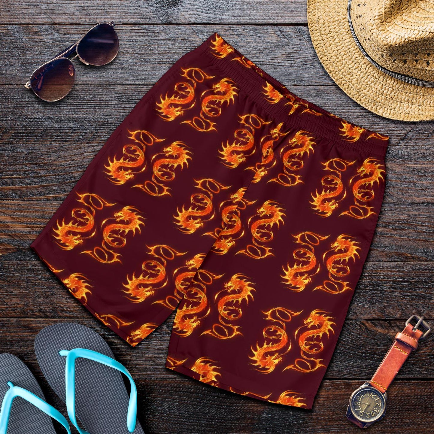 Dragons Fire Design Mens Shorts-JTAMIGO.COM