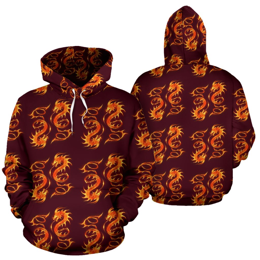 Dragons Fire Design Pullover Hoodie
