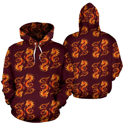 Dragons Fire Design Pullover Hoodie