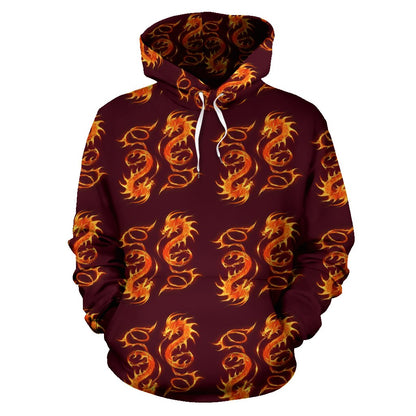 Dragons Fire Design Pullover Hoodie