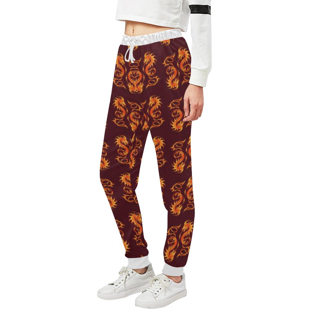Dragons Fire Design Unisex Casual Sweatpants (Model L11)-JTAMIGO.COM