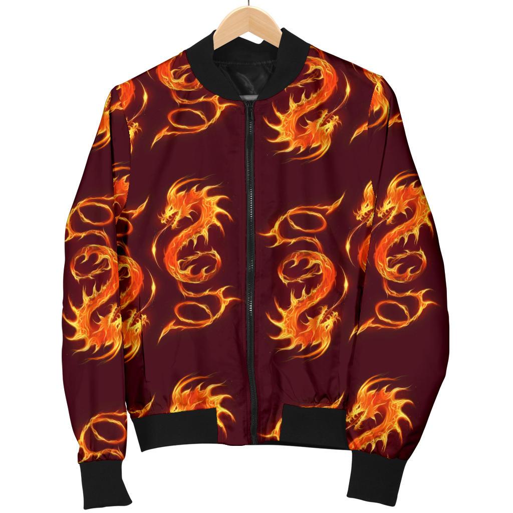 Dragons Fire Design Women Casual Bomber Jacket