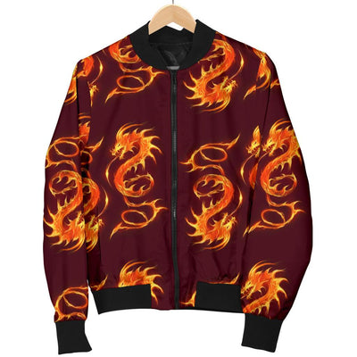 Dragons Fire Design Women Casual Bomber Jacket