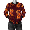 Dragons Fire Design Women Casual Bomber Jacket