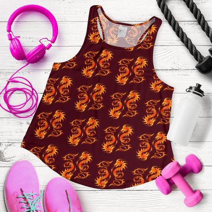 Dragons Fire Design Women Racerback Tank Top