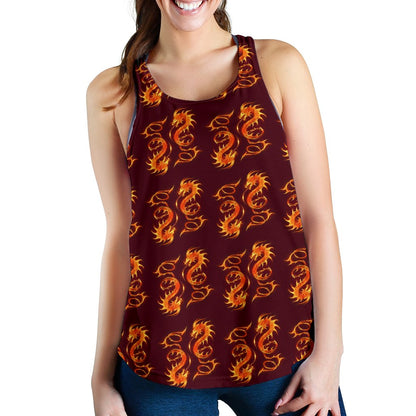 Dragons Fire Design Women Racerback Tank Top