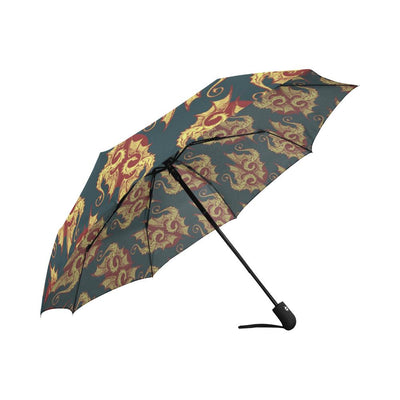 Dragons Gold Design Pattern Automatic Foldable Umbrella