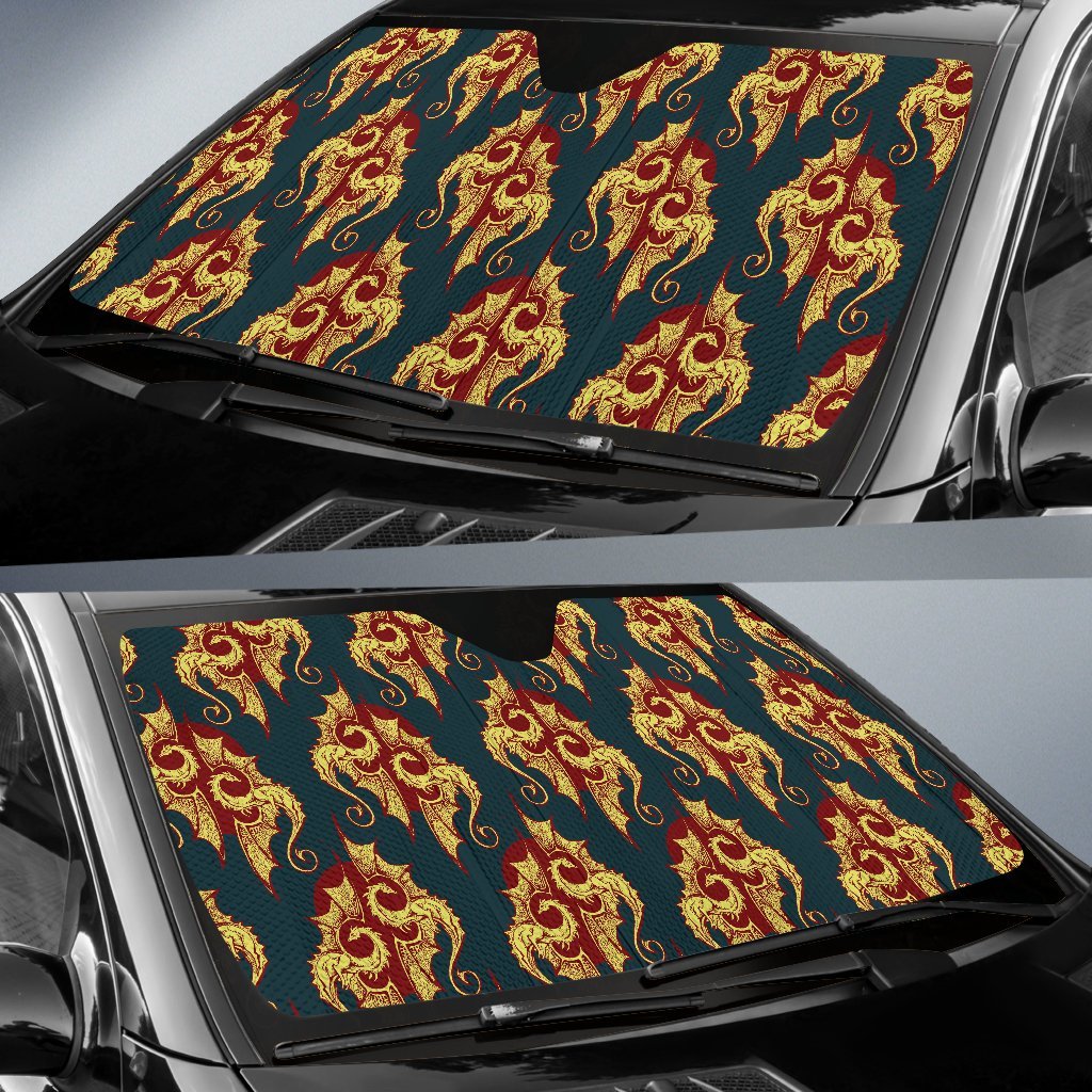 Dragons Gold Design Pattern Car Sun Shade For Windshield