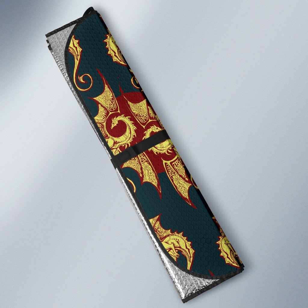 Dragons Gold Design Pattern Car Sun Shade For Windshield