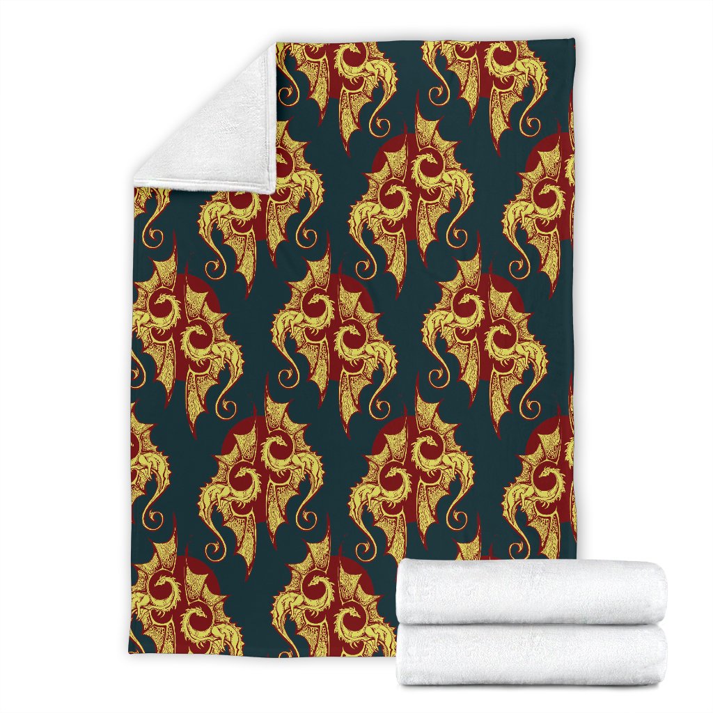 Dragons Gold Design Pattern Fleece Blanket
