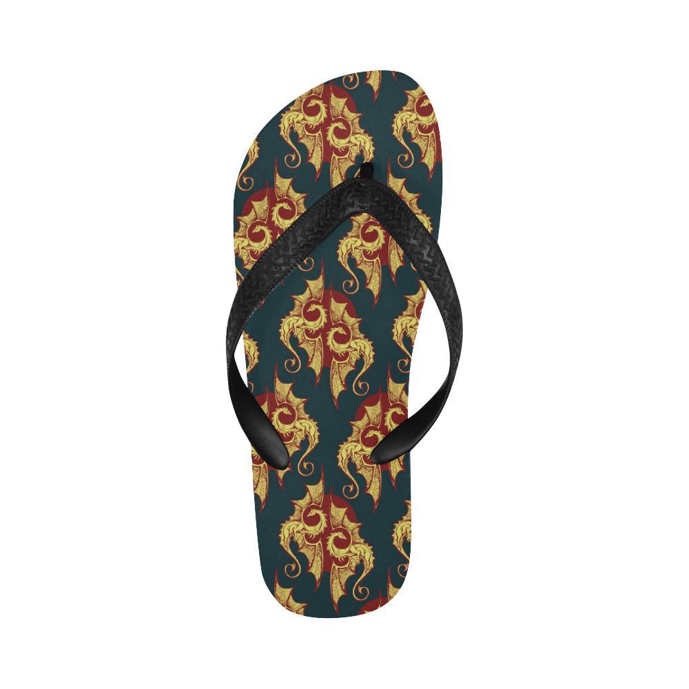 Dragons Gold Design Pattern Flip Flops-JTAMIGO.COM