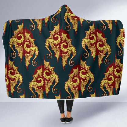 Dragons Gold Design Pattern Hooded Blanket-JTAMIGO.COM