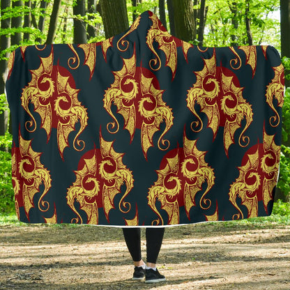 Dragons Gold Design Pattern Hooded Blanket-JTAMIGO.COM