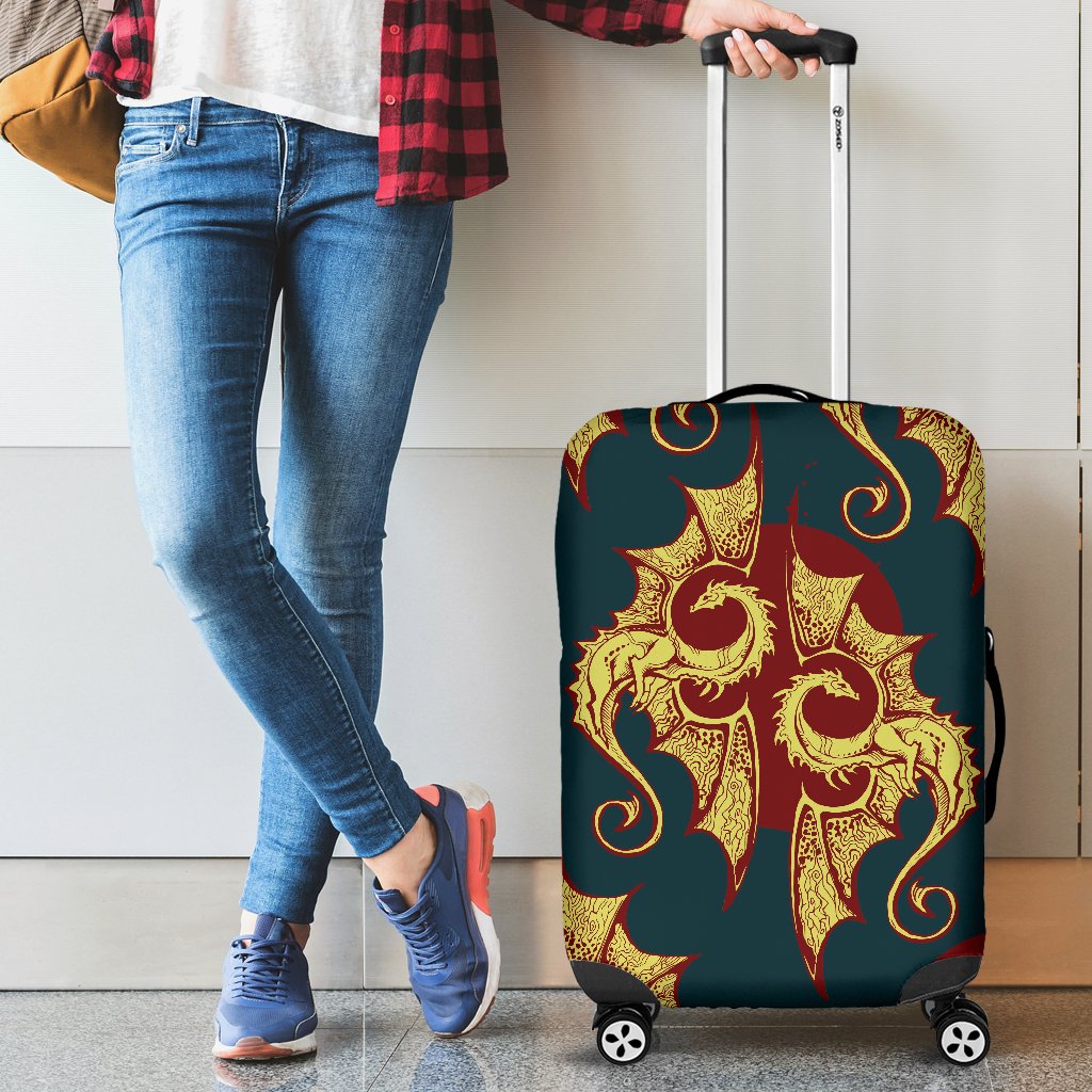 Dragons Gold Design Pattern Luggage Cover Protector