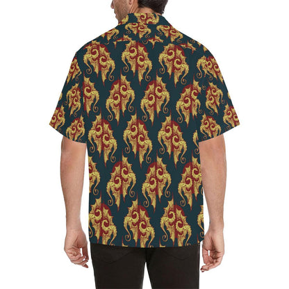 Dragons Gold Design Pattern Men Aloha Hawaiian Shirt