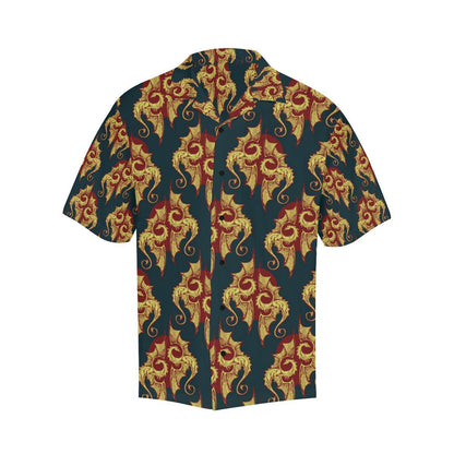 Dragons Gold Design Pattern Men Aloha Hawaiian Shirt