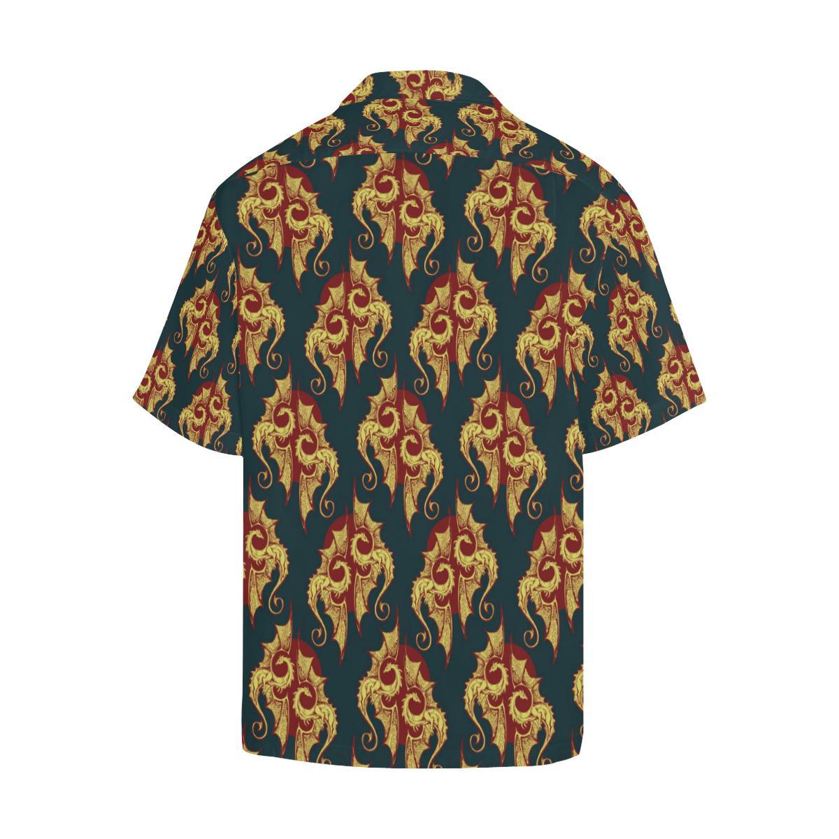 Dragons Gold Design Pattern Men Aloha Hawaiian Shirt
