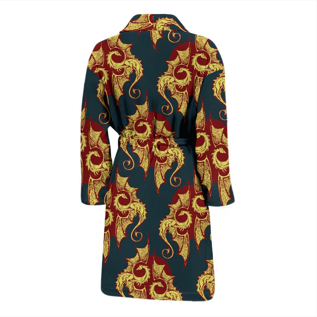 Dragons Gold Design Pattern Men Bath Robe-JTAMIGO.COM