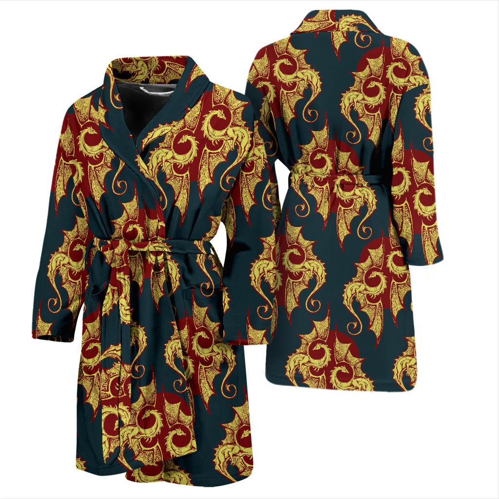 Dragons Gold Design Pattern Men Bath Robe-JTAMIGO.COM