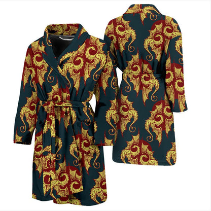 Dragons Gold Design Pattern Men Bath Robe-JTAMIGO.COM