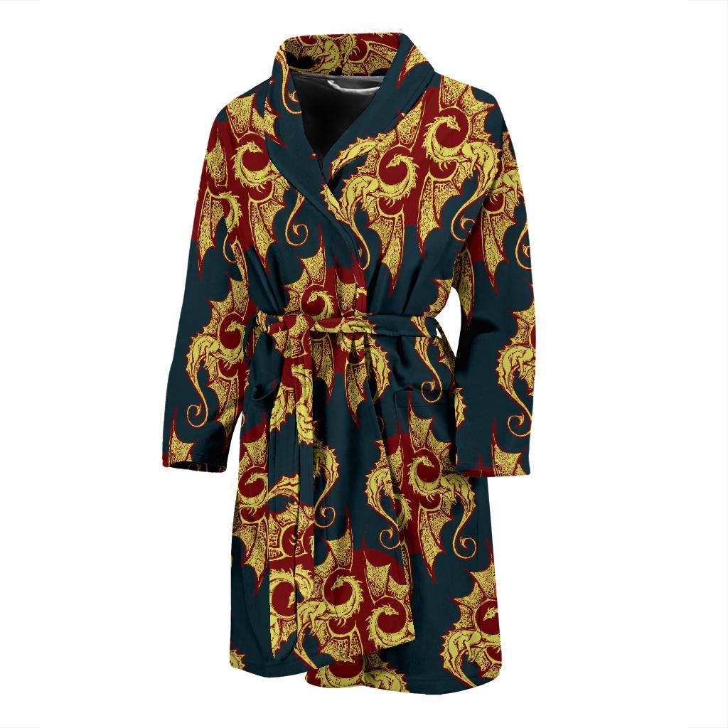 Dragons Gold Design Pattern Men Bath Robe-JTAMIGO.COM