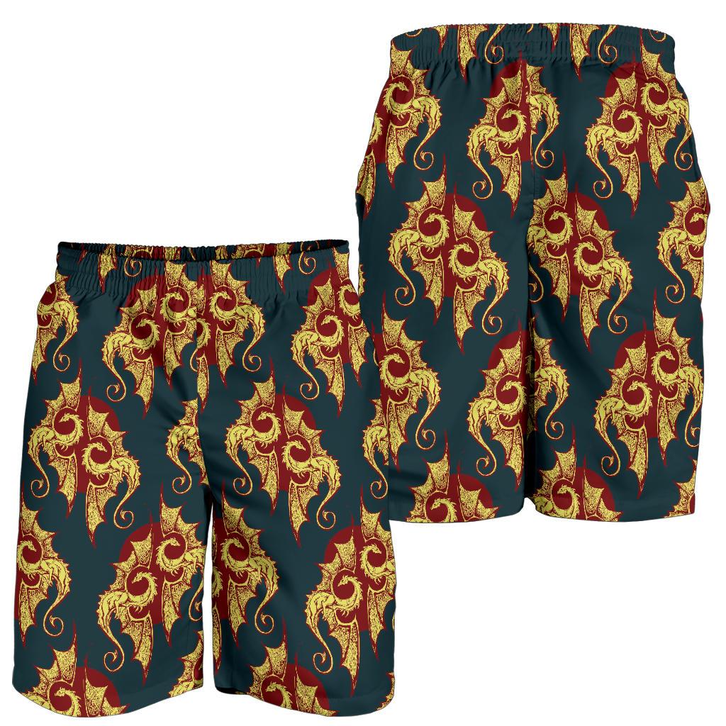 Dragons Gold Design Pattern Mens Shorts-JTAMIGO.COM