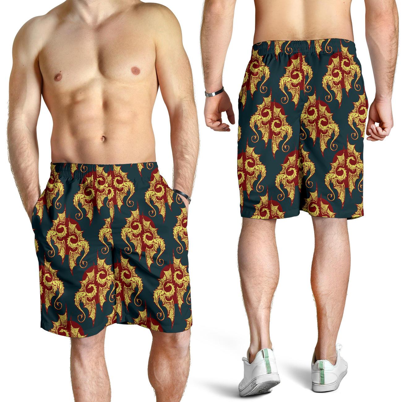 Dragons Gold Design Pattern Mens Shorts-JTAMIGO.COM