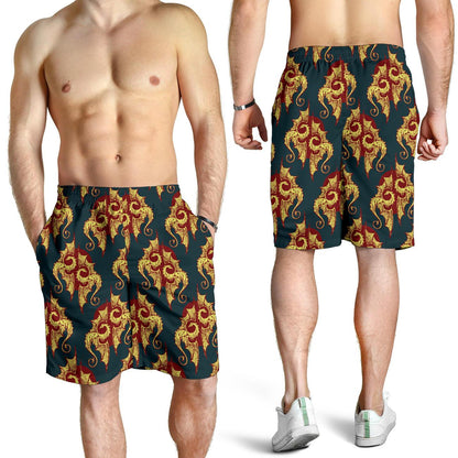 Dragons Gold Design Pattern Mens Shorts-JTAMIGO.COM