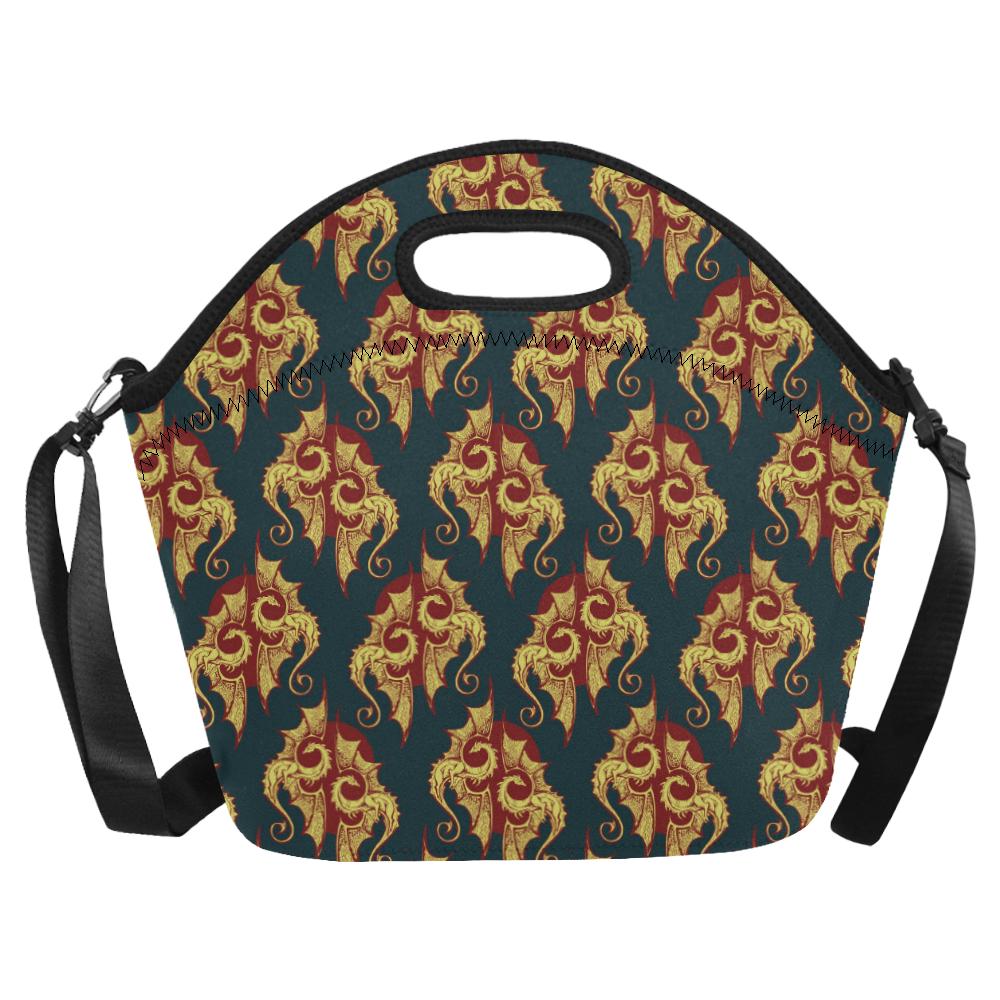 Dragons Gold Design Pattern Neoprene Lunch Bag (Model 1669)(Large)-JTAMIGO.COM