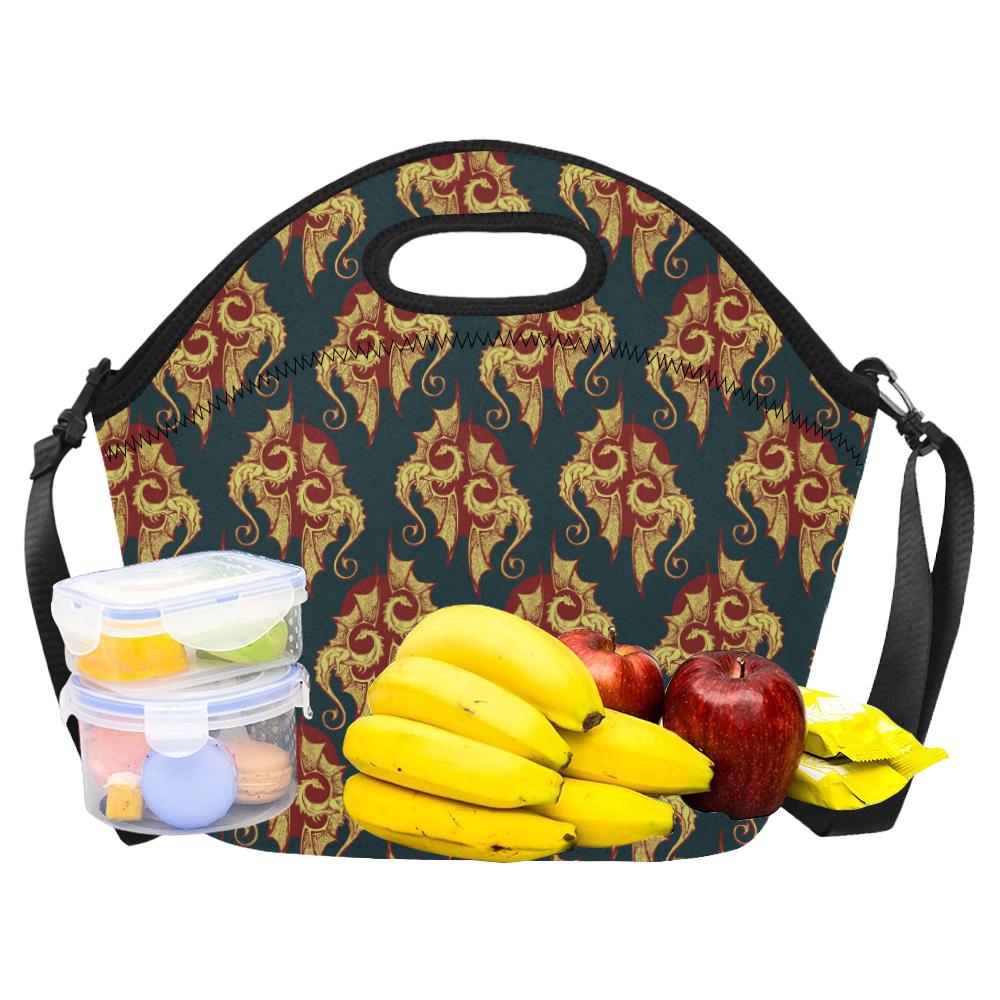 Dragons Gold Design Pattern Neoprene Lunch Bag (Model 1669)(Large)-JTAMIGO.COM