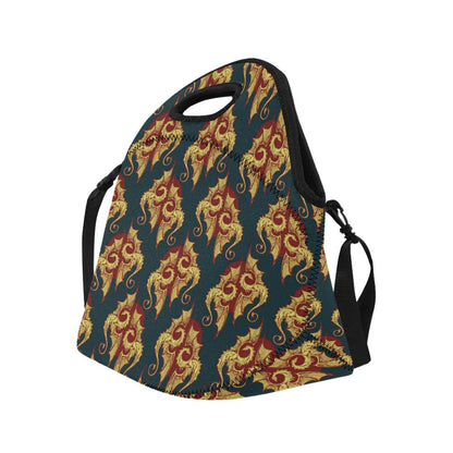 Dragons Gold Design Pattern Neoprene Lunch Bag (Model 1669)(Large)-JTAMIGO.COM