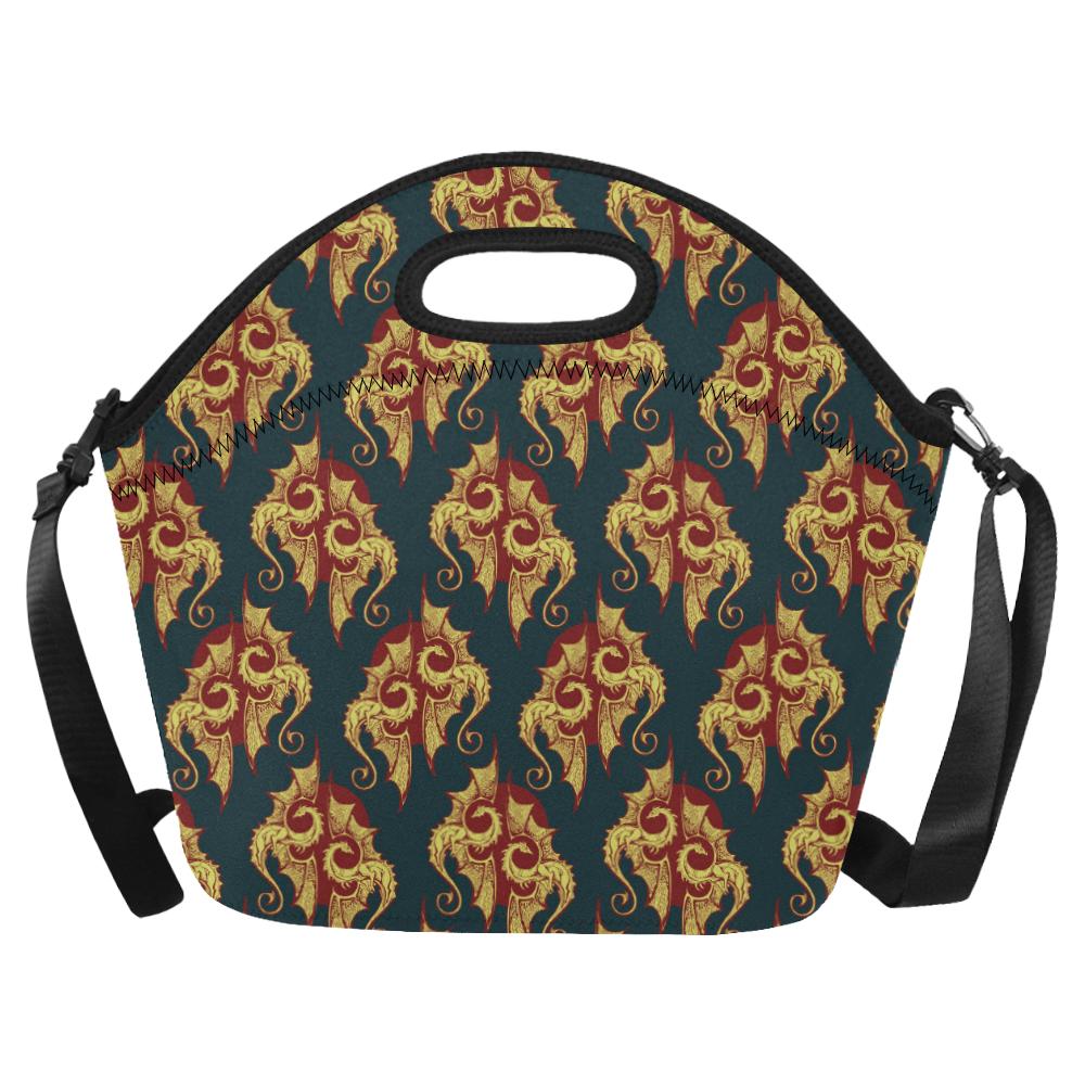 Dragons Gold Design Pattern Neoprene Lunch Bag (Model 1669)(Large)-JTAMIGO.COM