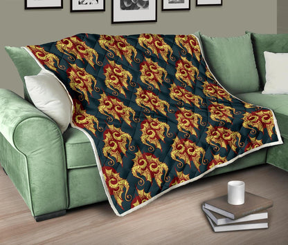 Dragons Gold Design Pattern Premium Quilt-JTAMIGO.COM