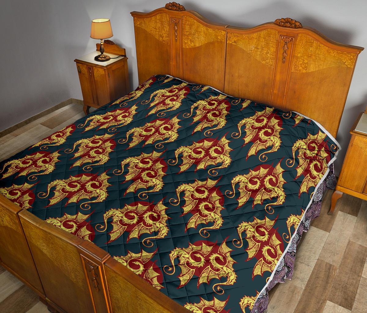 Dragons Gold Design Pattern Premium Quilt-JTAMIGO.COM