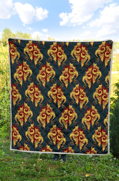 Dragons Gold Design Pattern Premium Quilt-JTAMIGO.COM