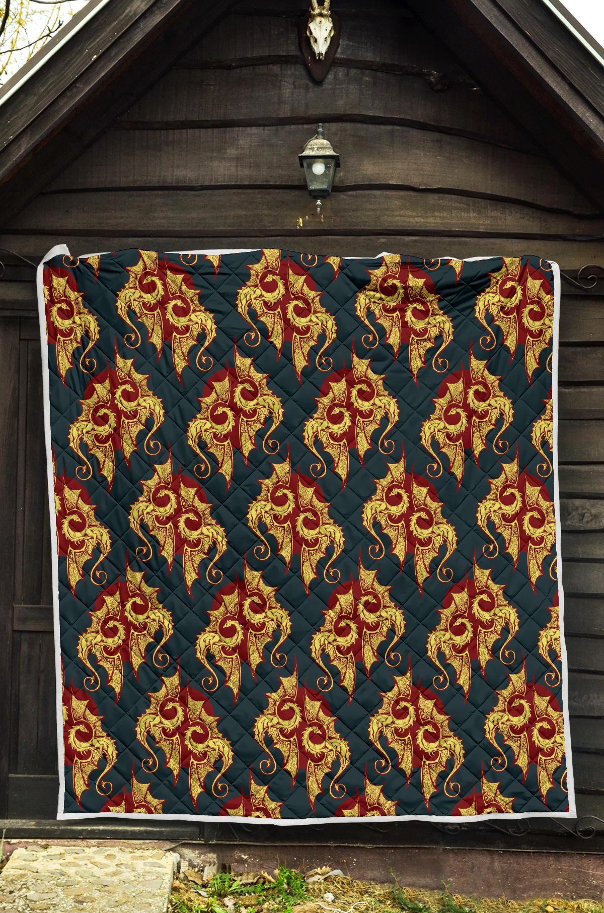 Dragons Gold Design Pattern Premium Quilt-JTAMIGO.COM