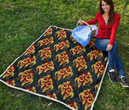 Dragons Gold Design Pattern Premium Quilt-JTAMIGO.COM