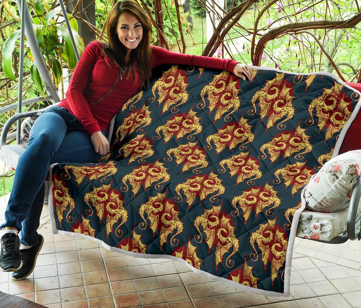 Dragons Gold Design Pattern Premium Quilt-JTAMIGO.COM