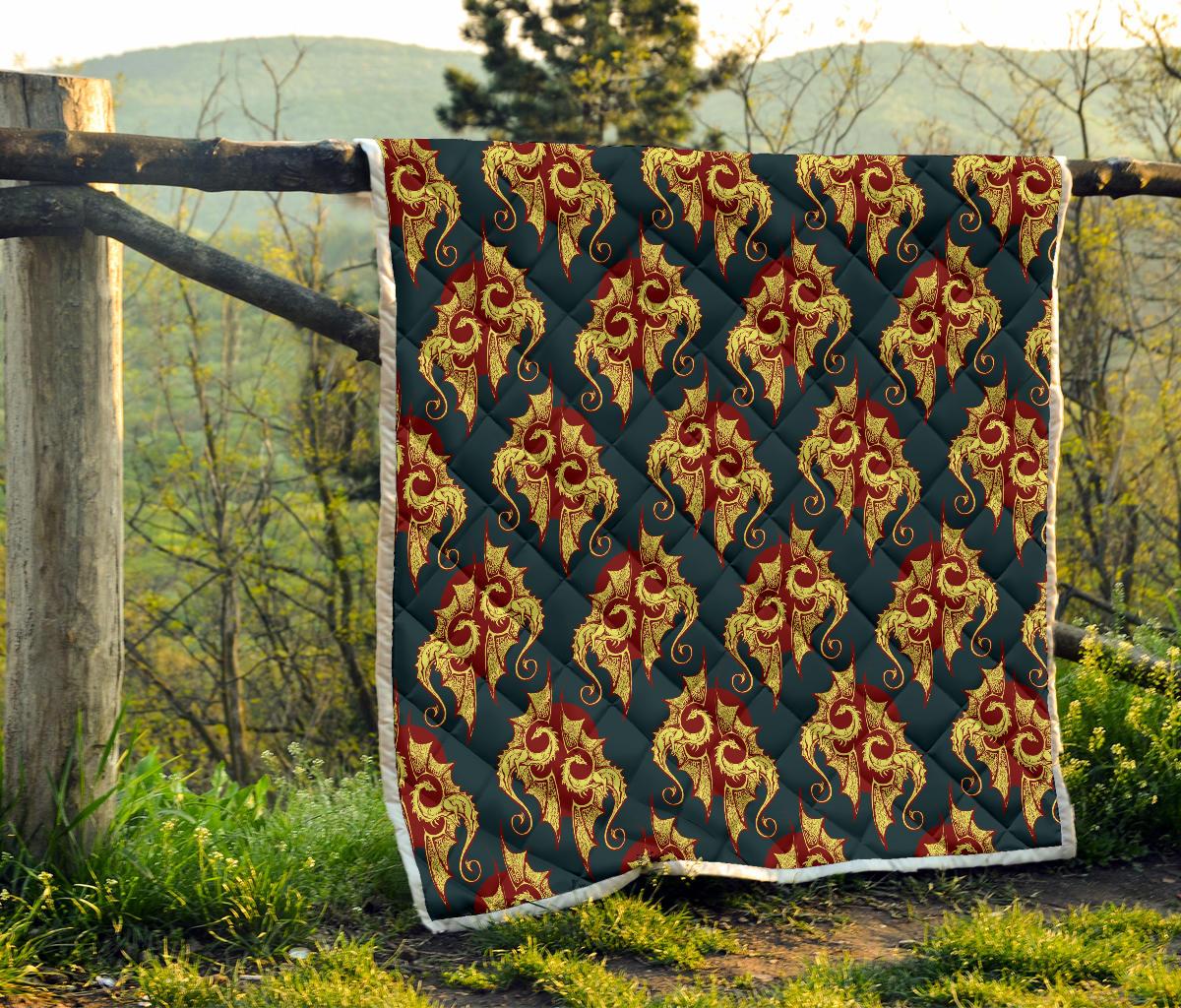 Dragons Gold Design Pattern Premium Quilt-JTAMIGO.COM