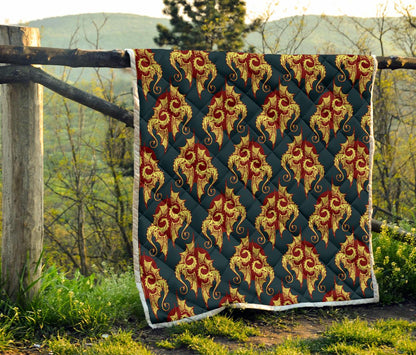 Dragons Gold Design Pattern Premium Quilt-JTAMIGO.COM