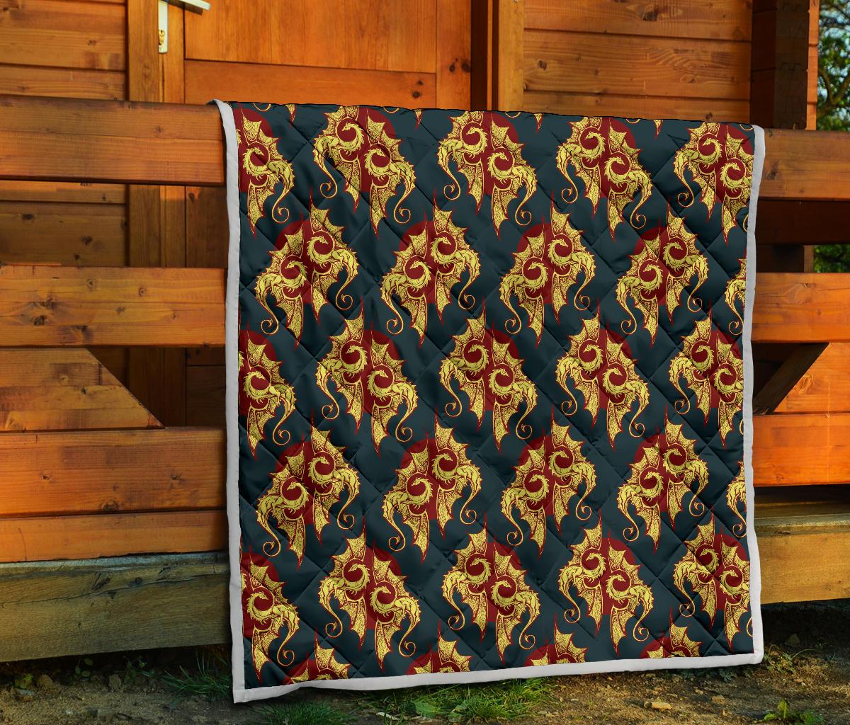 Dragons Gold Design Pattern Premium Quilt-JTAMIGO.COM