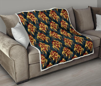 Dragons Gold Design Pattern Premium Quilt-JTAMIGO.COM