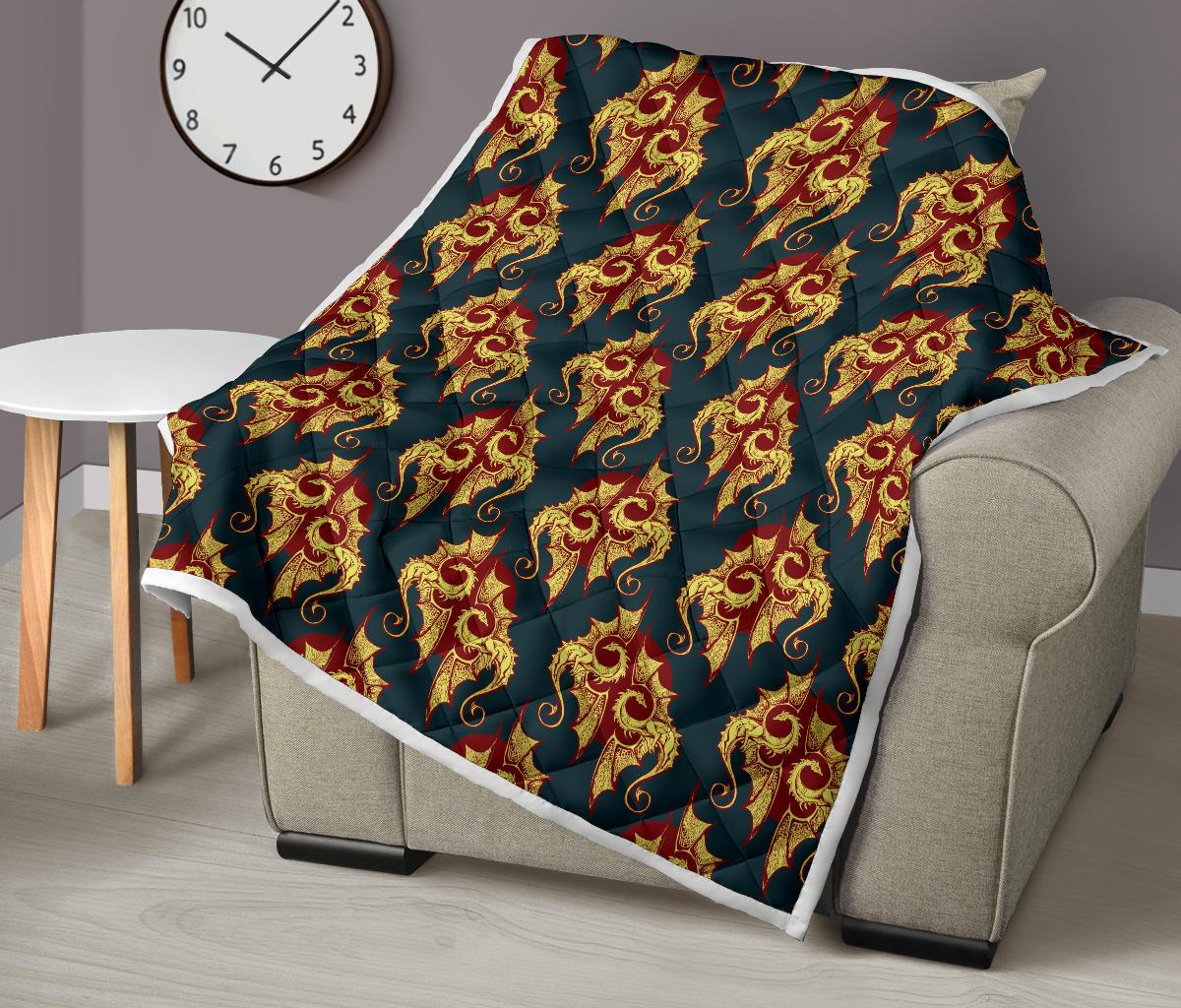Dragons Gold Design Pattern Premium Quilt-JTAMIGO.COM