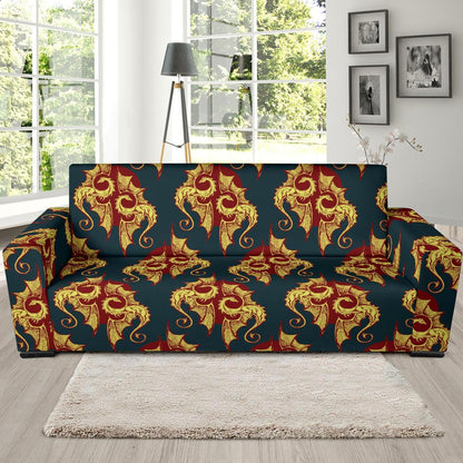 Dragons Gold Design Pattern Sofa Slipcover-JTAMIGO.COM